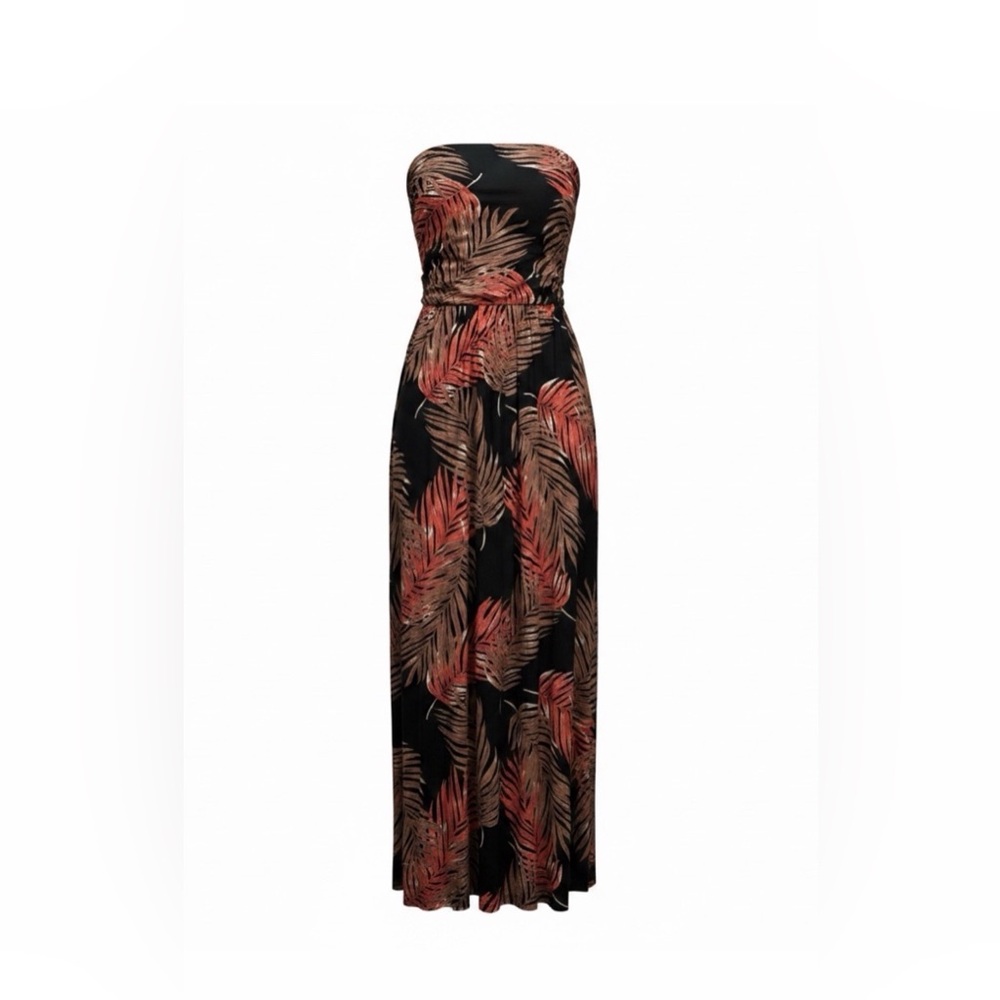 LASCANA Strapless Tropical Palm Print Maxi Dress S - Picture 2 of 3